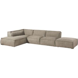 Massivmoebel24 ravenna Divano angolare con poggia piedi - stoffa / taupe 285x220x79