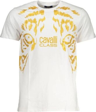 Cavalli Tiger Print Crew Neck T-Shirt - Heren - T-shirts - Wit - XL - Katoen - Tops