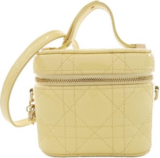 Dior Lady Dior Pale Yellow Leather Vanity Bag (Pre-Owned)