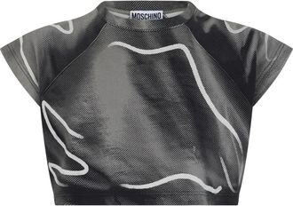 Moschino Korte top met mouwen - Dames - T-shirts - Grijs - 3XL - Katoen - Tops