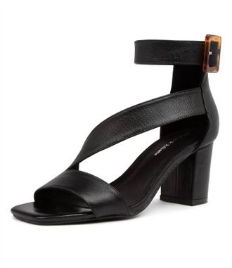 Django & Juliette Womens Pera Leather Heeled Sandals In Black