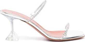 Amina Muaddi Gilda 70mm mirrored sandals - women - Rubber/Calf Leather/Calf Leather/PVC/Calf Leather/Rubber - 36 - Neutrals