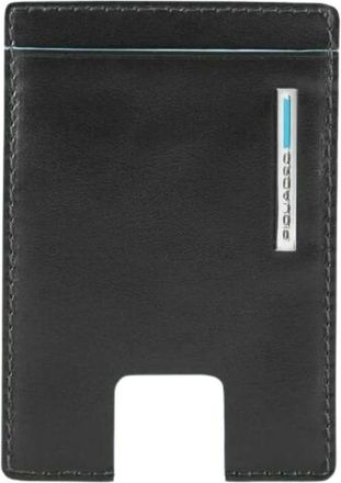 Piquadro Blauwe Kaarthouder - Heren - Portefeuilles - Zwart - ONE Size - Leer - Accessoires
