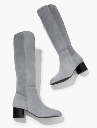 Talbots Sophie Stretch Suede Tall Boots - Kendall Grey - 7 1/2 M Talbots