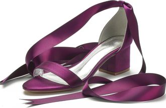 Miyoopark Comfortable Wedding Shoes for Women Block Low Heel Evening Sandals M535 Purple UK 4.5
