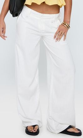 Princess Polly Pedra Linen Blend Wide Leg Pants in White at Nordstrom, Size 12