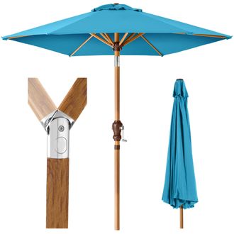 Best Choice Products 10ft Outdoor Woodgrain Pattern Steel Market Patio Umbrella w/ Crank, Tilt