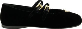 Prada Velvet-finish Ballet Flats - Dames - Ballerinas - Zwart - 40 EU - Katoen - Schoenen