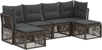 vidaXL Conjunto De Sof&aacute;s De Jard&iacute;n 6 Uds. Gris Rat&aacute;n Sint&eacute;tico Vidaxl