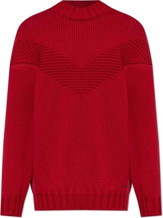Dsquared2 Wool Sweater - Heren - Ronde hals truien - Rood - S - Wol - Truien & Vesten