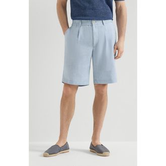 Brunello Cucinelli Chevron Bermuda shorts in Azure at Nordstrom, Size 52 It