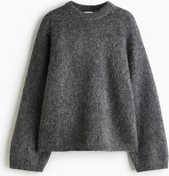 H&M Oversized Pullover aus Mohairmix - Grau