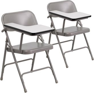 Flash Furniture 2 Pk. Premium Steel Folding Chair with Right Handed Tablet Arm