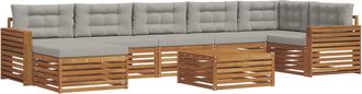vidaXL Conjunto De Sof&aacute;s De Exterior 8 Uds. Gris Natural Y Claro Vidaxl