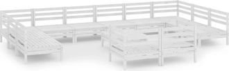 vidaXL Juego De Muebles De Jard&iacute;n 13 Pzas Madera Maciza De Pino Blanco Vidaxl