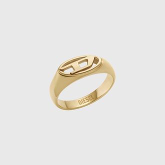 Diesel Gold-Tone Stainless Steel Signet Ring - Rings - Unisex - Gold
