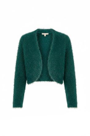 Yumi Green Metallic Fluffy Eyelash Bolero (UK, Alpha, M, Regular, Regular, Green)