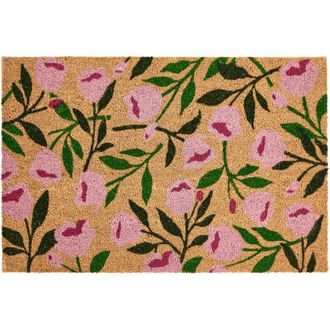 Beliani Felpudo De Fibra De Coco Antideslizante 60 X 90 Cm Con Dorso De Pvc Motivo Floral Natural Manguao