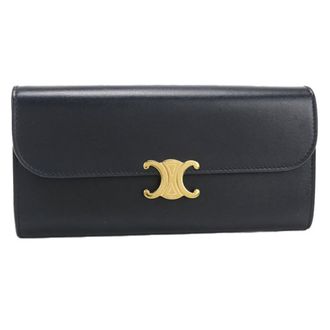 Celine Black Leather Long Wallet (Bi-Fold) (Pre-Owned)