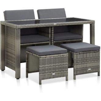 vidaXL Set da Pranzo da Giardino con Cuscini in Polyrattan Grigio vari modelli modelli : 5 Pz