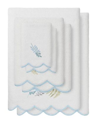 Linum Home Textiles 100% Turkish Cotton Fern Toss Scallop 6Pc Embellished Towel Set