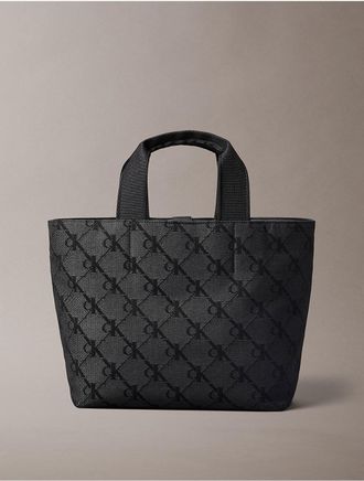 Calvin Klein Womens Monogram Jacquard Tote Bag - Black