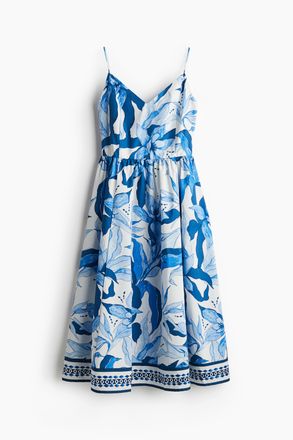 H&M Tr&auml;gerkleid - Weiss/Blau Gemustert
