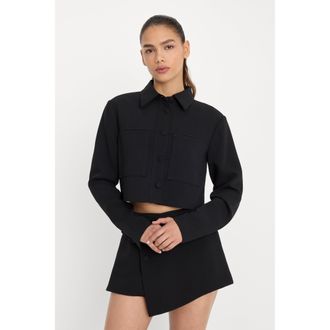 Good American Womens Cropped Jacket | Black, Size Medium | Good American by Khlo&Egrave; Kardashian