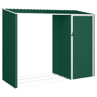 vidaXL Cobertizo Jard&iacute;n De Le&ntilde;a Acero Galvanizado Verde 245x98x159 Cm Vidaxl