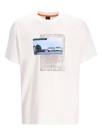 HUGO BOSS T-shirt Te_ontheway con stampa - Bianco