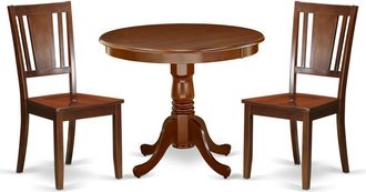 East West Furniture Dining Room Set Mahogany, ANDU3-MAH-W