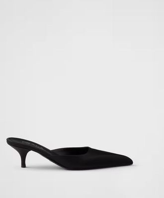 Prada Black Satin Womens Sabot