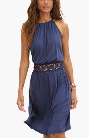 Lascana Crochet Detail Dress in Navy at Nordstrom, Size 8