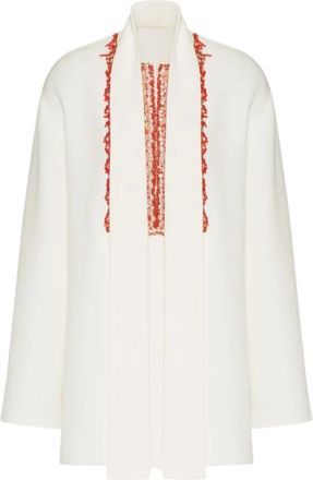 Valentino Garavani Jas met kraag met versiering en wolmix - Dames - Tunieken - Wit - L - Wol - Overhemden