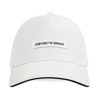 Emporio Armani Caps, male, White, Size: ONE SIZE Canvas Baseball Cap