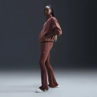 Nike Womens Nike Sportswear Chill Knit Tight Mini-Rib Flared Leggings in Brown | FQ2113-218