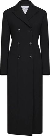 Alaia Dubbele-breasted wollen jas van midi-lengte - Dames - Mantel - Zwart - S - Wol - Jassen