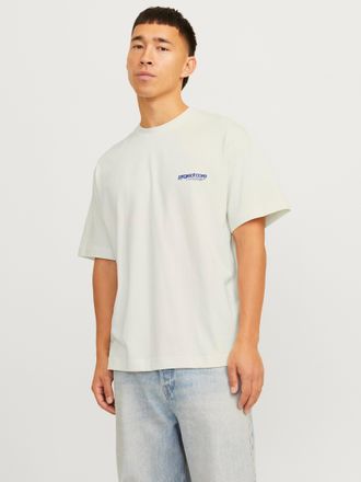 Jack & Jones T-Shirt JACK & JONES JCOUNION BACK PRINT TEE SS CREW NOOS, Herren, Gr. S, sweet corn, Jersey, Obermaterial: 100% Baumwolle, unifarben, loose fit norma
