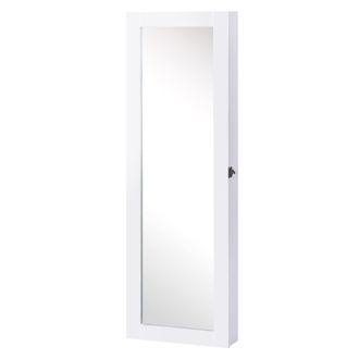 OEM Espejo Joyero Colgante De Pared Armario De Joyer&iacute;a Organizador De Joyas Con Ganchos Y Ranuras Para Collares Para Dormitorio Sal&oacute;n 37x9,5x112 Cm Blanco
