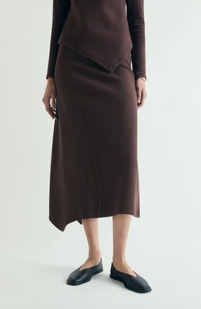 Scalpers Asymmetrical Knit Midi Skirt in Brown at Nordstrom, Size Medium Eu