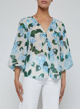 L'agence Teagan Dolman Sleeve Blouse In Blue Hydrangea