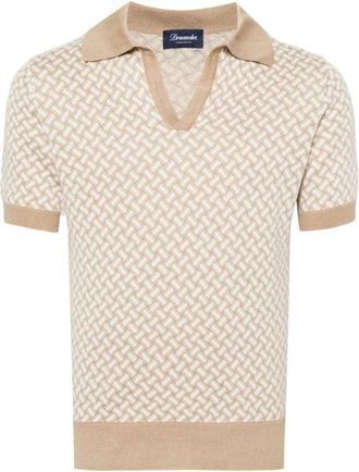 Drumohr Polo Razor Blade - Heren - Polos - Beige - M - Katoen - Tops