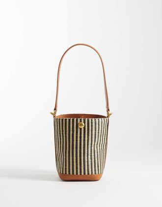 Lacoste Borsa in rattan colore naturale con tracolla-Marrone