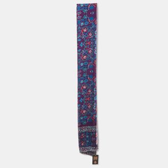 Roberto Cavalli Purple Floral Print Silk Stole