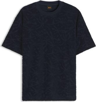 BOSS Floral-jacquard T-shirt in a cotton blend