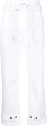P.A.R.O.S.H. Elegante witte katoenen broek - Dames - Straight fit broeken - Wit - XS - Katoen - Broeken