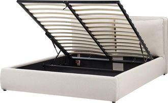 Beliani Cama matrimonial de tejido beige 160x200