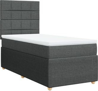 vidaXL Cama Box Spring Con Colch&oacute;n Tela Gris Oscuro 100x200 Cm Vidaxl