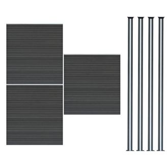 MonsterShop Composite Fence Panels & LED Posts 6ft x 17ft - Grey