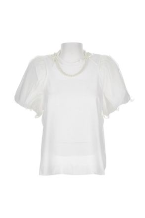 Simone Rocha Puff Sleeve T-Shirt With Embroidered Tulle Detail